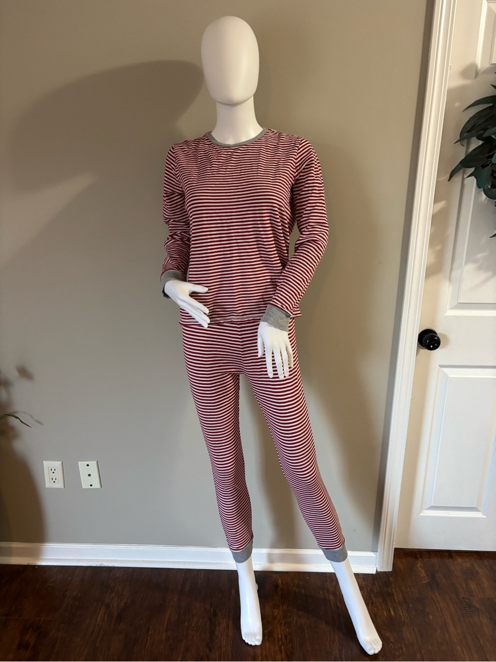 Women’s Red & White Striped Long-Sleeve Pajama Set